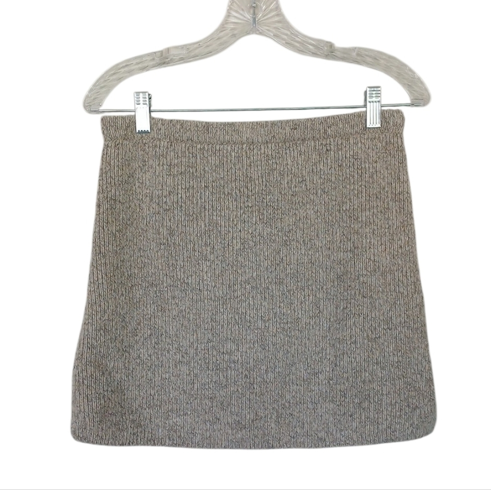 Zara NWT Wool Blend Tan Gray Knit Mini Skirt Size Medium